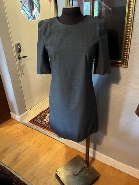 Theory Dress Stretch Wool in Slate Gray